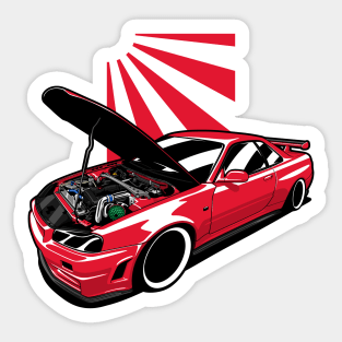 Red R34 GTR Engine Sticker